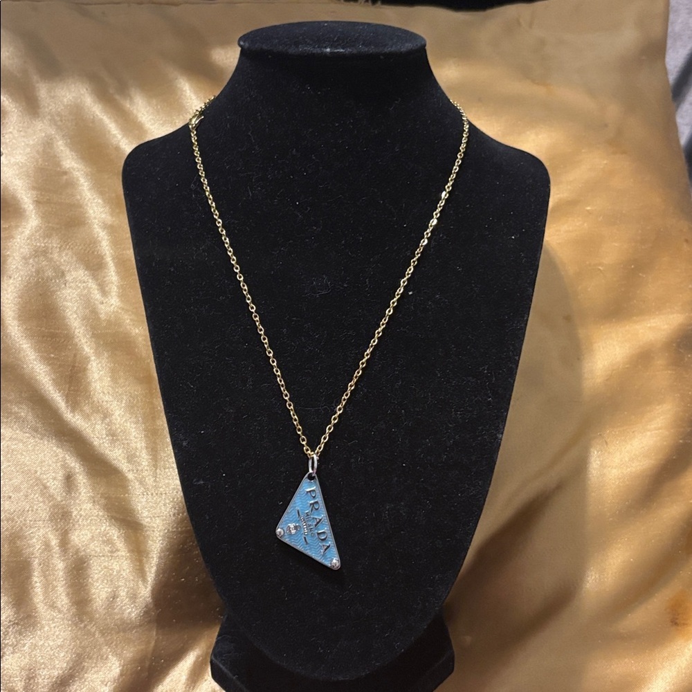 Prada Silver with Blue Triangle Pendant - Picture 2 of 5